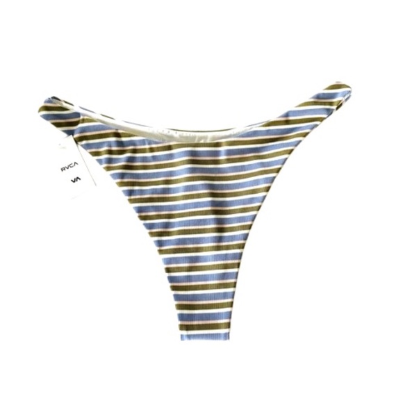 RVCA ✦ New High Leg Olive & Pink Stripes Cheeky Bottom (XL) - Picture 1 of 7